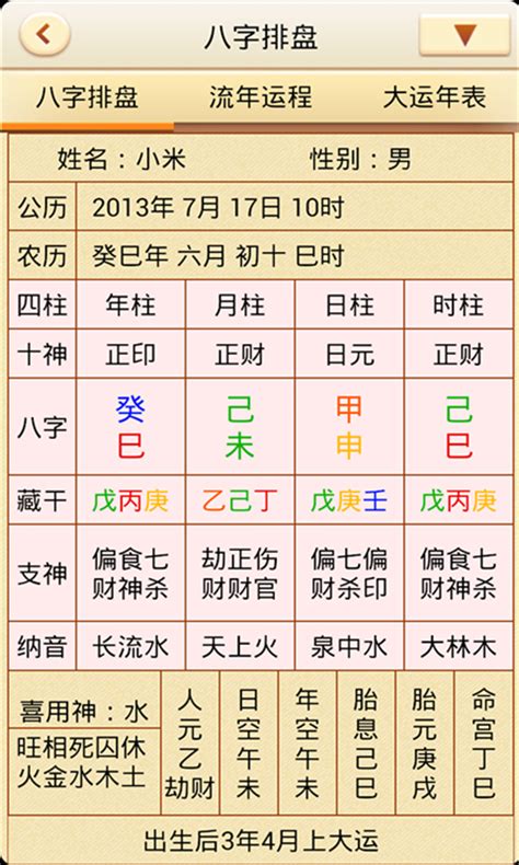 八字四柱排盘